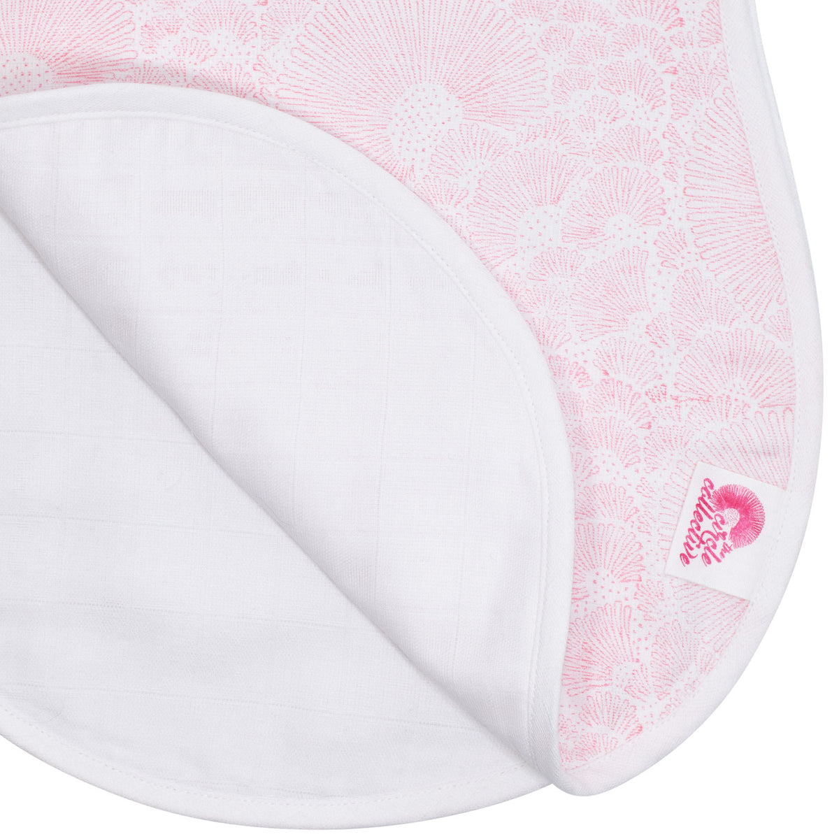 Handblocked organic burp cloth - signature pink