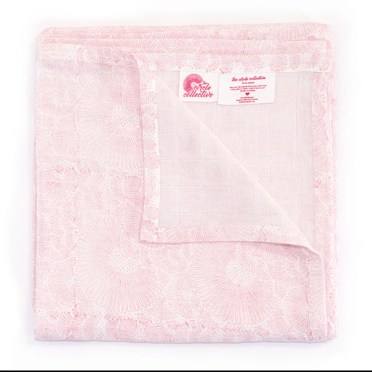 Handblocked organic swaddle blanket - signature pink
